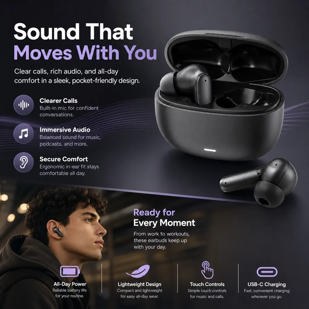 Wireless Earbuds Sound and Comfort Features｜AI Image Generation Prompts