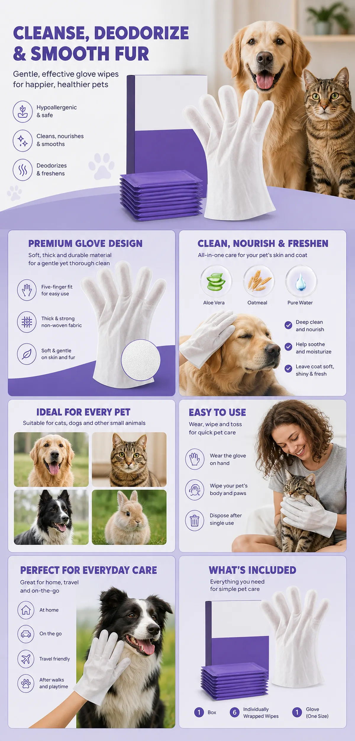 Pet Grooming Glove Wipes for Dogs and Cats｜AI Image Generation Prompts