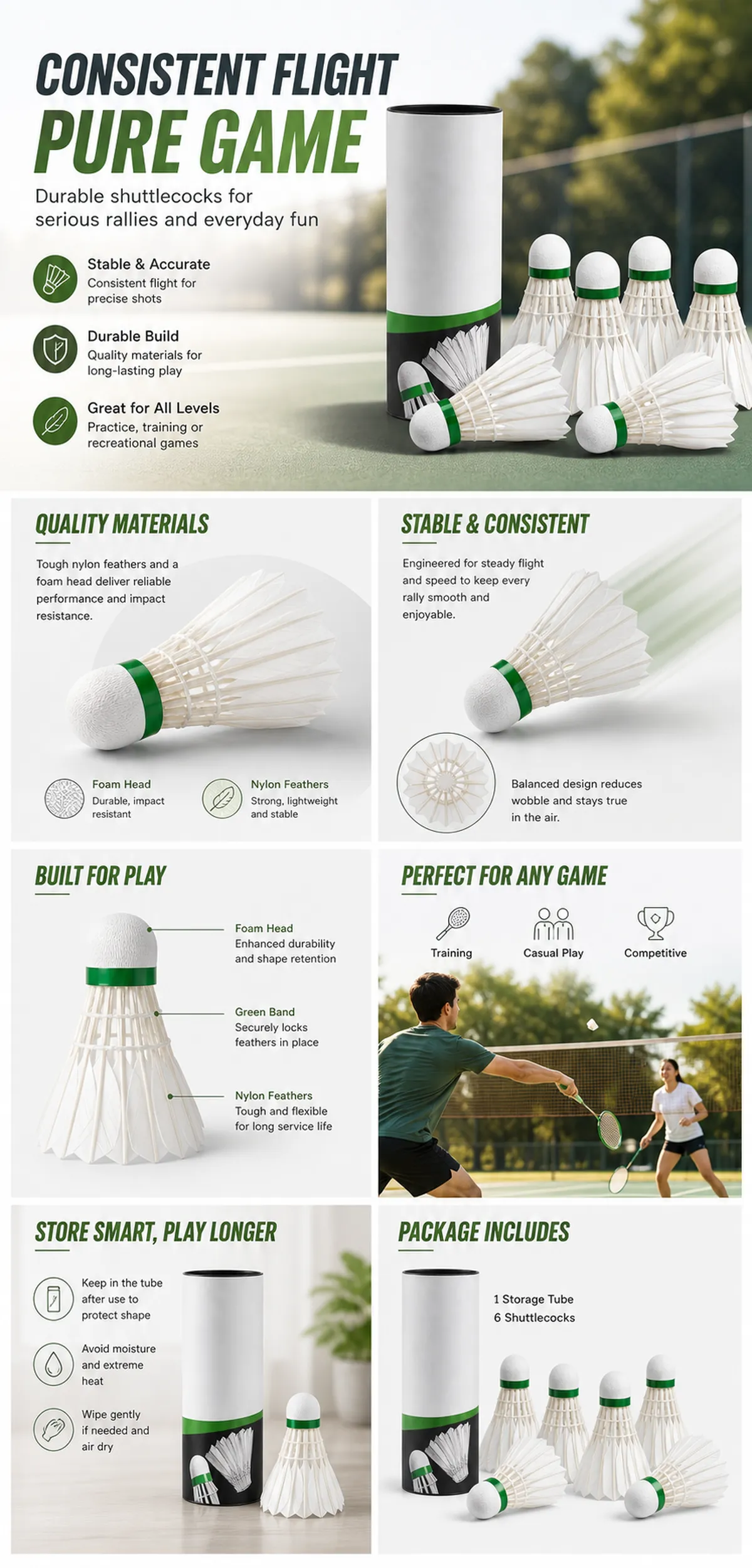 Durable Nylon Shuttlecocks with Foam Head for Badminton｜AI Image Generation Prompts