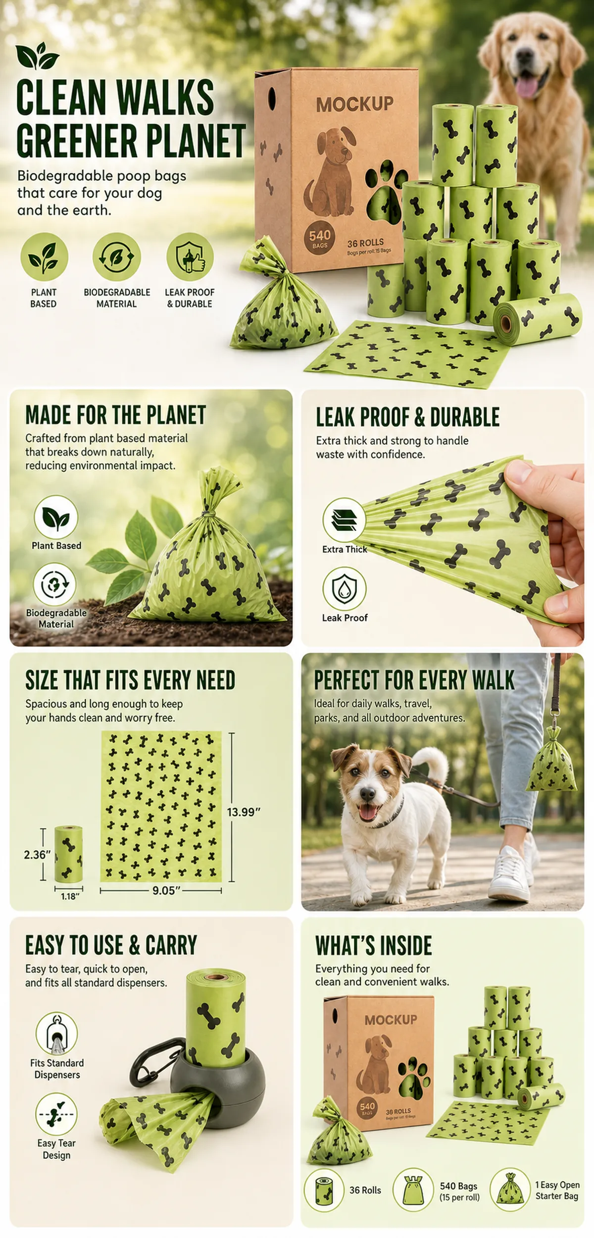 Biodegradable Dog Poop Bags for Clean Walks｜AI Image Generation Prompts