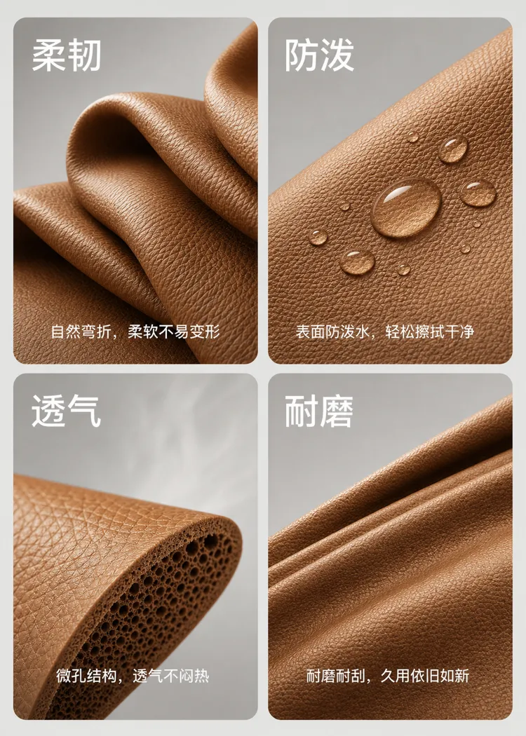 Brown Leather Material Features: Flexible and Durable｜AI Image Generation Prompts