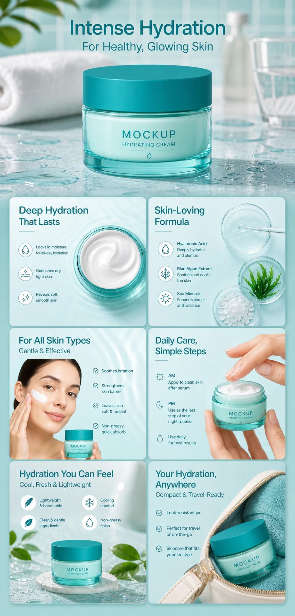 Intense Hydration Cream Mockup Infographic｜AI Image Generation Prompts