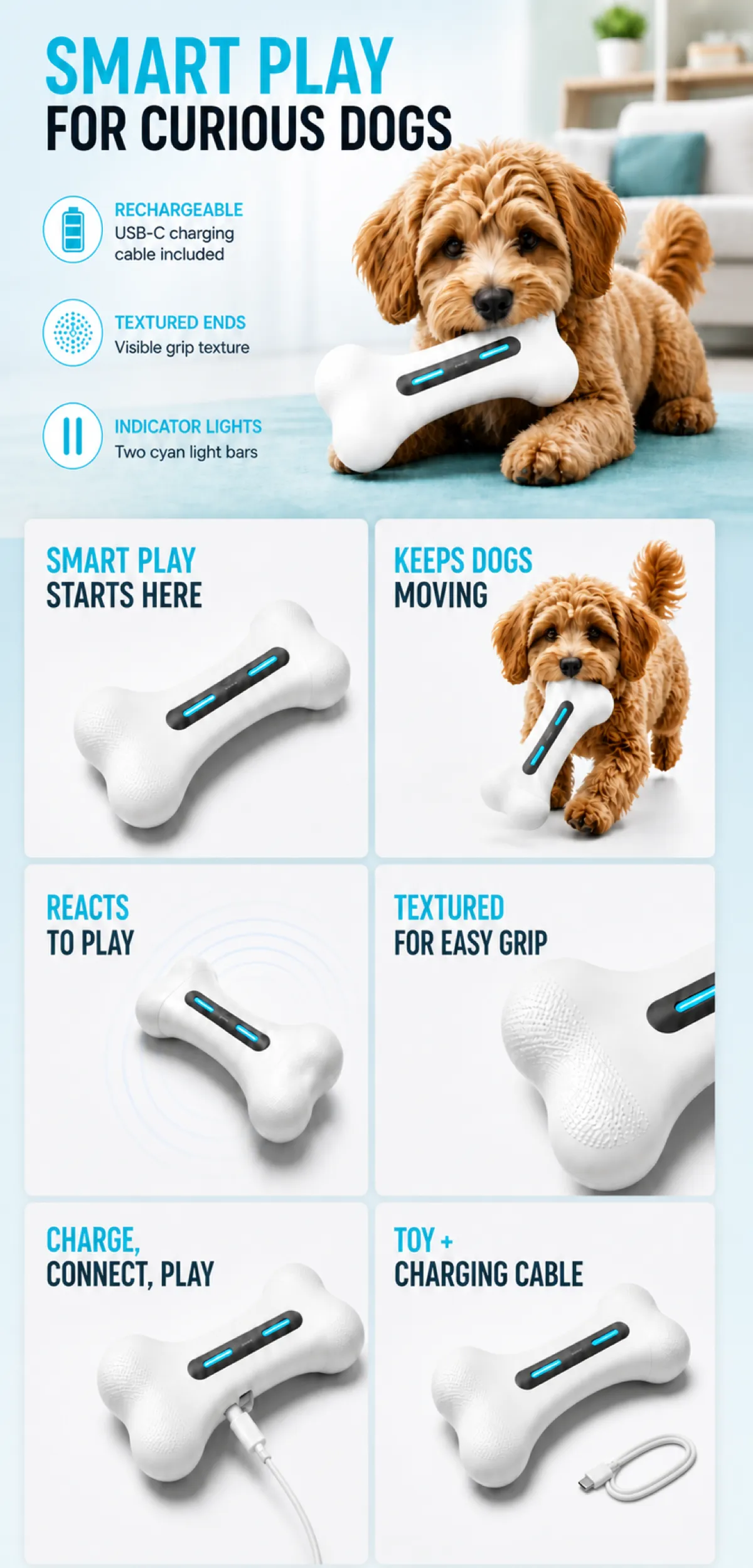 Smart Play Bone Toy for Curious Dogs｜AI Image Generation Prompts