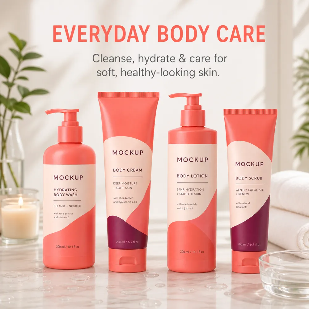 Everyday Body Care Product Packaging Mockup Set｜AI Image Generation Prompts