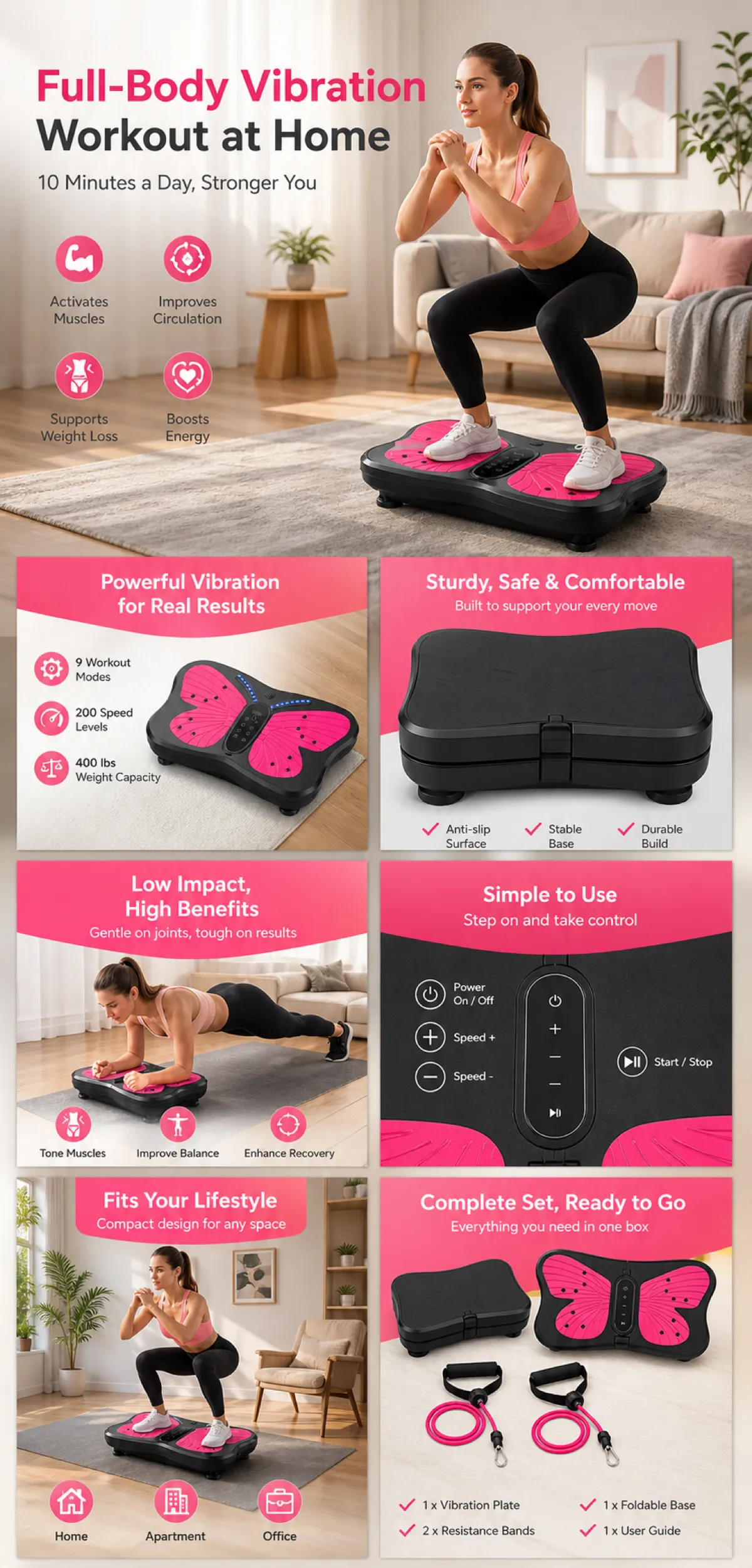 Full-Body Vibration Plate Workout Machine for Home｜AI Image Generation Prompts