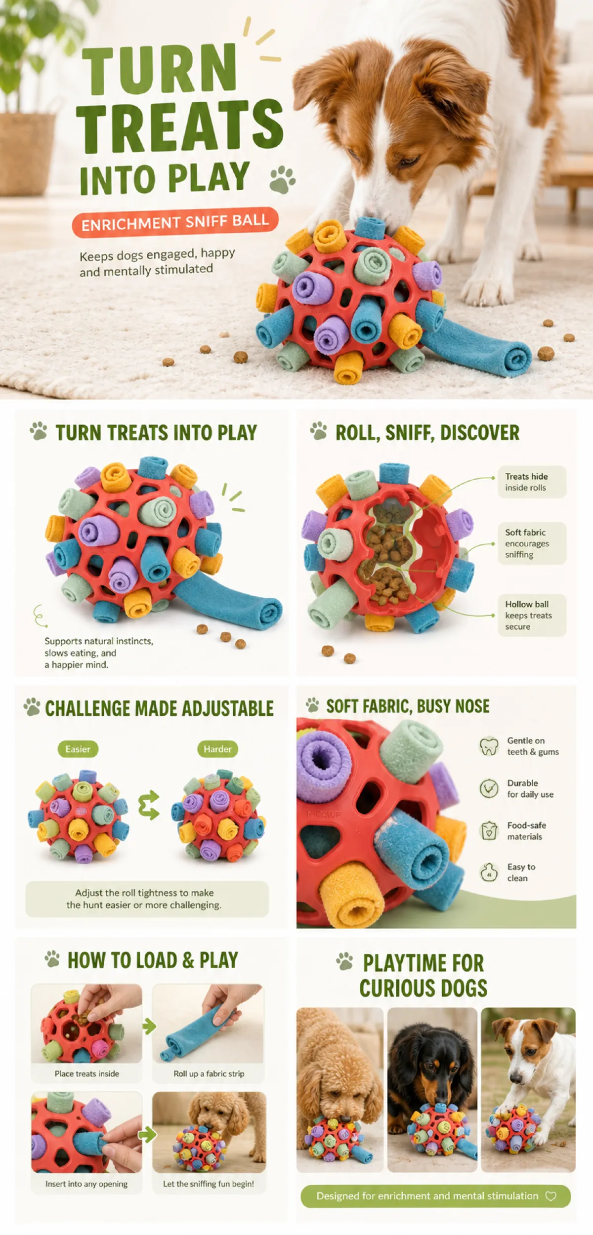 Enrichment Sniff Ball Dog Toy for Mental Stimulation｜AI Image Generation Prompts