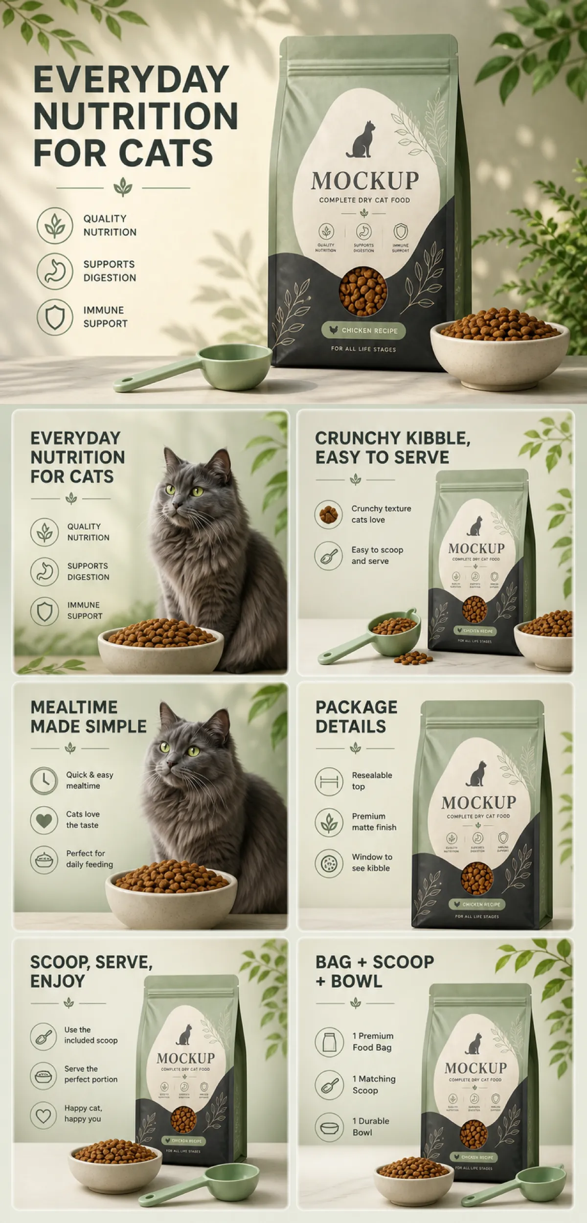 Everyday Nutrition Cat Food Bag Mockup｜AI Image Generation Prompts