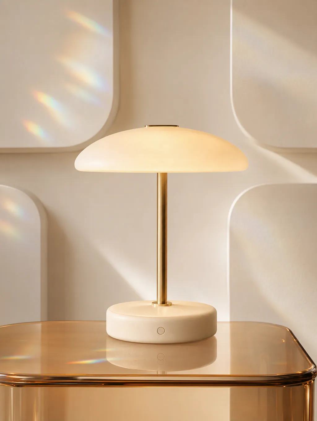 Modern Mushroom Table Lamp with Gold Stem｜AI Image Generation Prompts