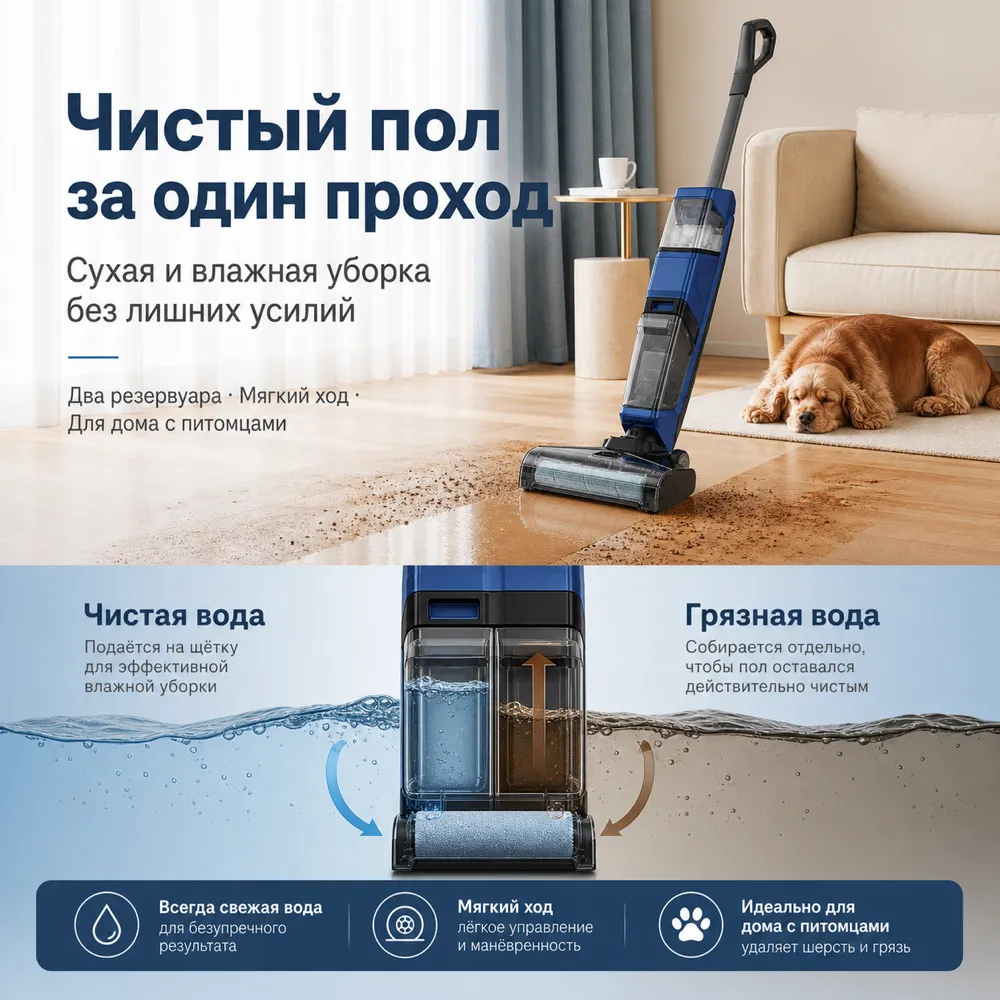 Blue Wet and Dry Vacuum Cleaner for Hard Floors｜AI Image Generation Prompts