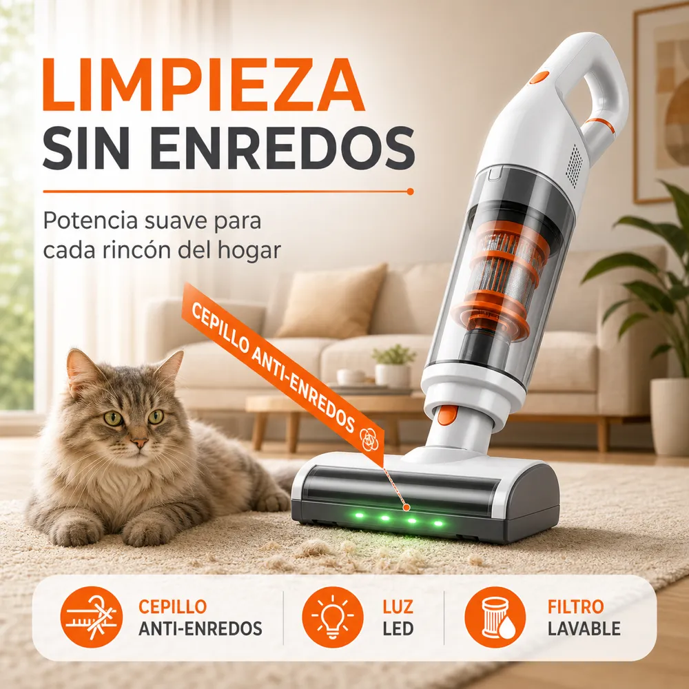 Cordless Vacuum Cleaner with Anti-Tangle Brush｜AI Image Generation Prompts