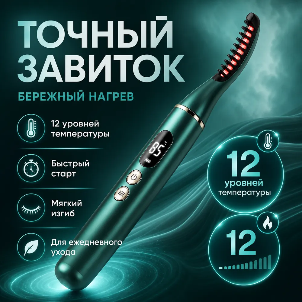 Green Electric Heated Eyelash Curler with Digital Display｜AI Image Generation Prompts