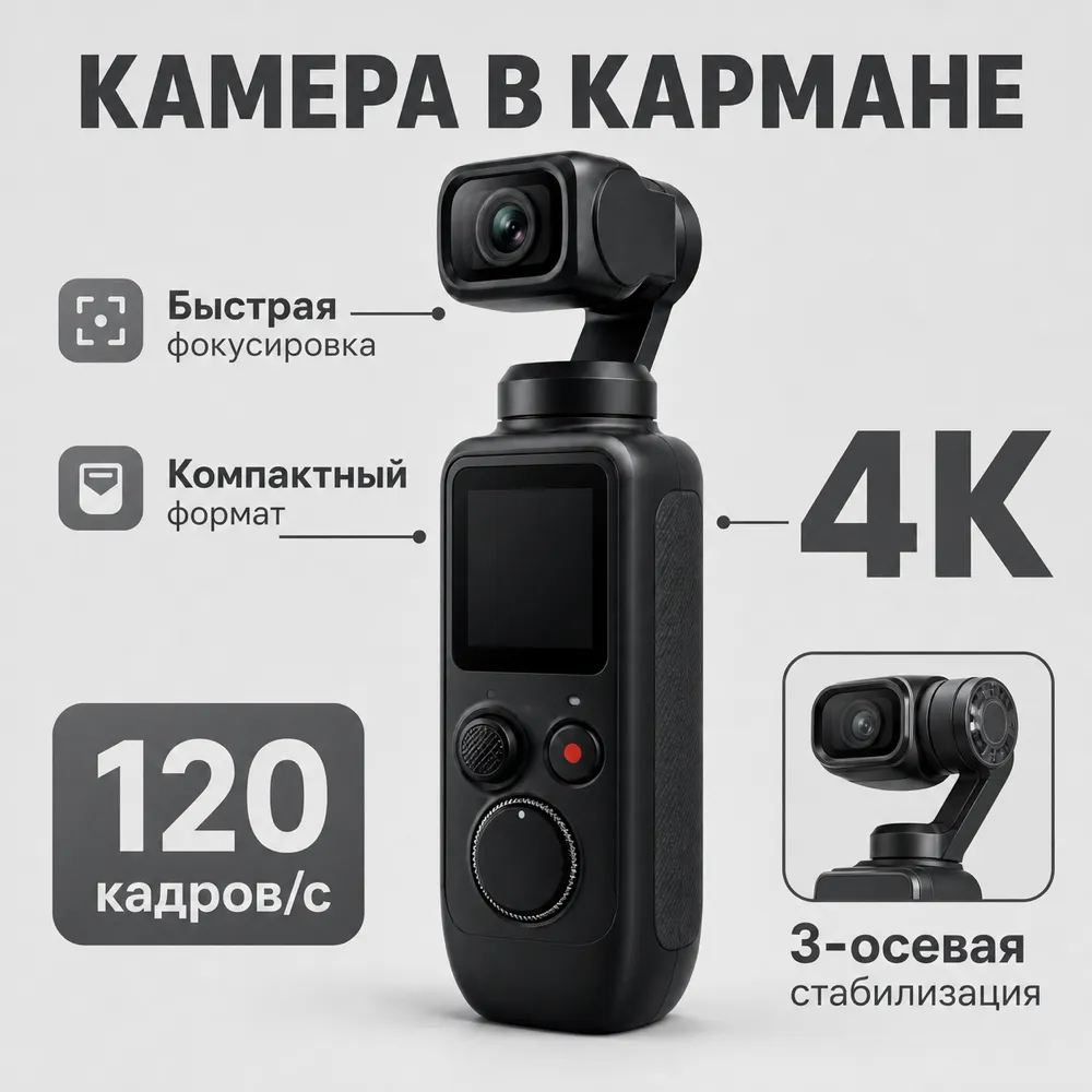 Compact 4K Pocket Camera with 3-Axis Stabilization｜AI Image Generation Prompts