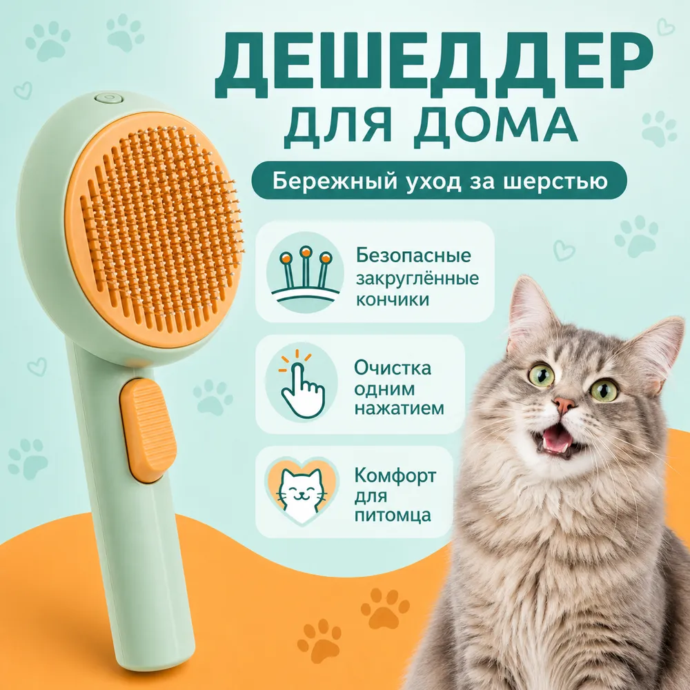 Self-Cleaning Pet Deshedder Brush for Cats｜AI Image Generation Prompts