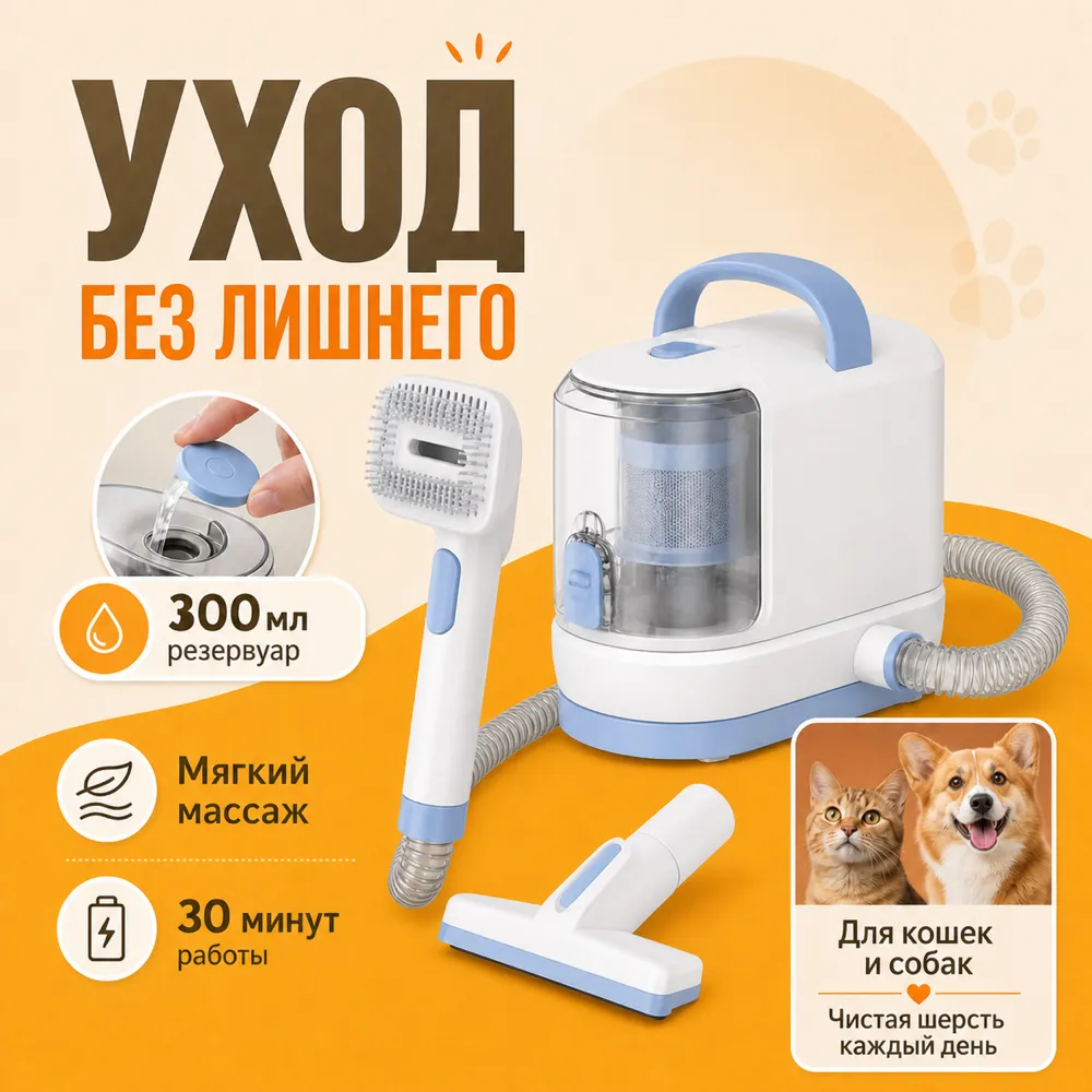 Pet Grooming Vacuum Cleaner with Brush Attachment｜AI Image Generation Prompts