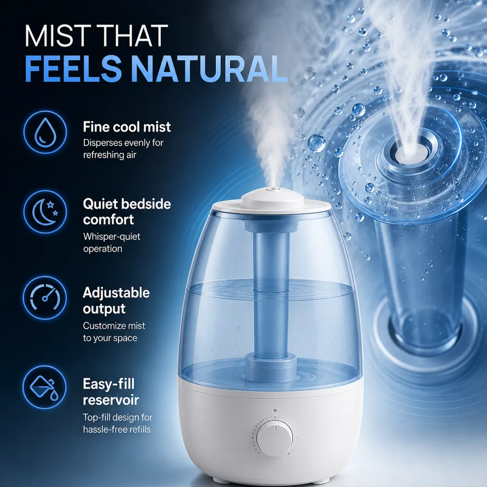 Quiet Cool Mist Humidifier with Easy Fill Reservoir｜AI Image Generation Prompts