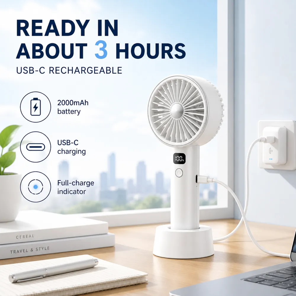 USB-C Rechargeable Portable Fan with 2000mAh Battery｜AI Image Generation Prompts