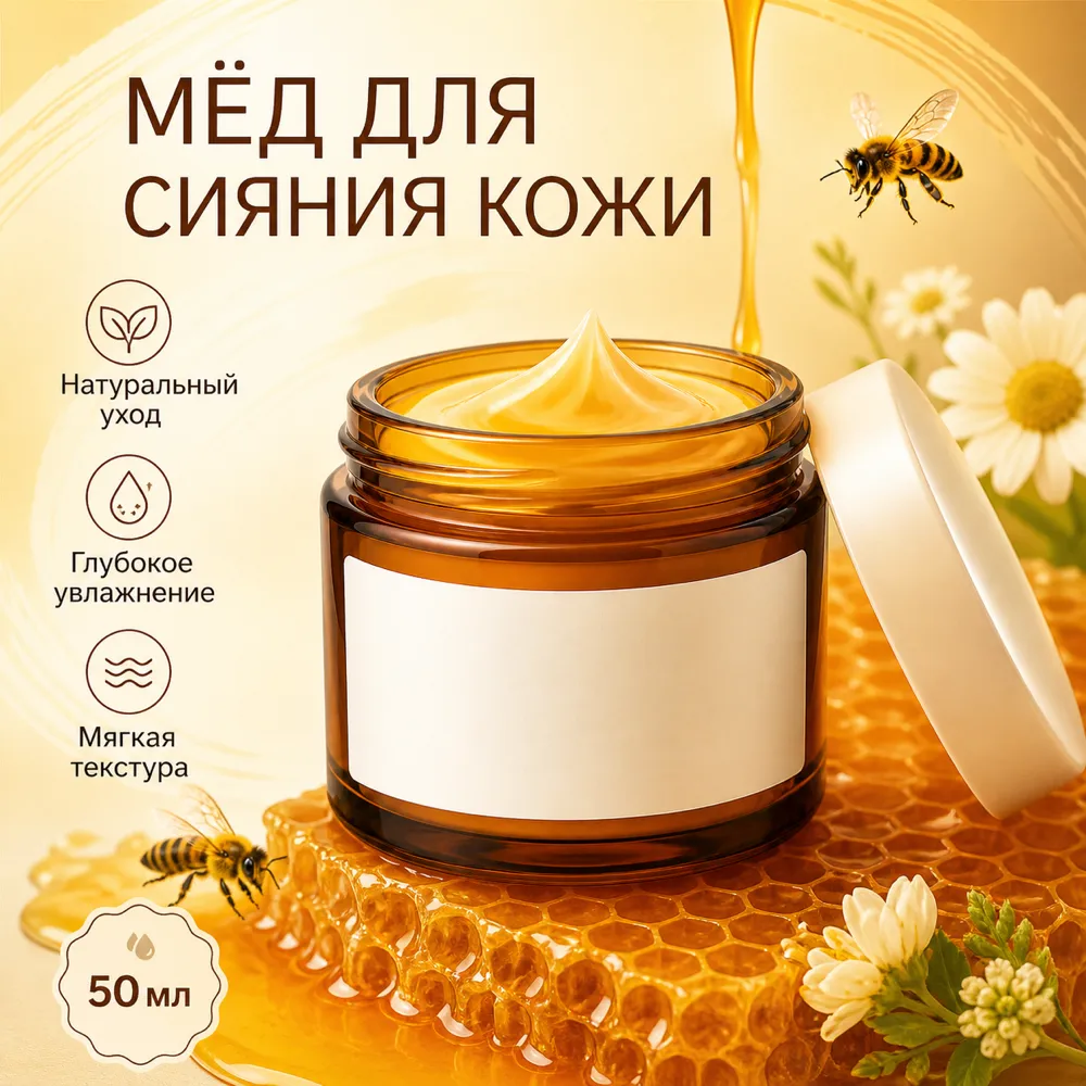 Honey cream jar for skin radiance on honeycomb｜AI Image Generation Prompts