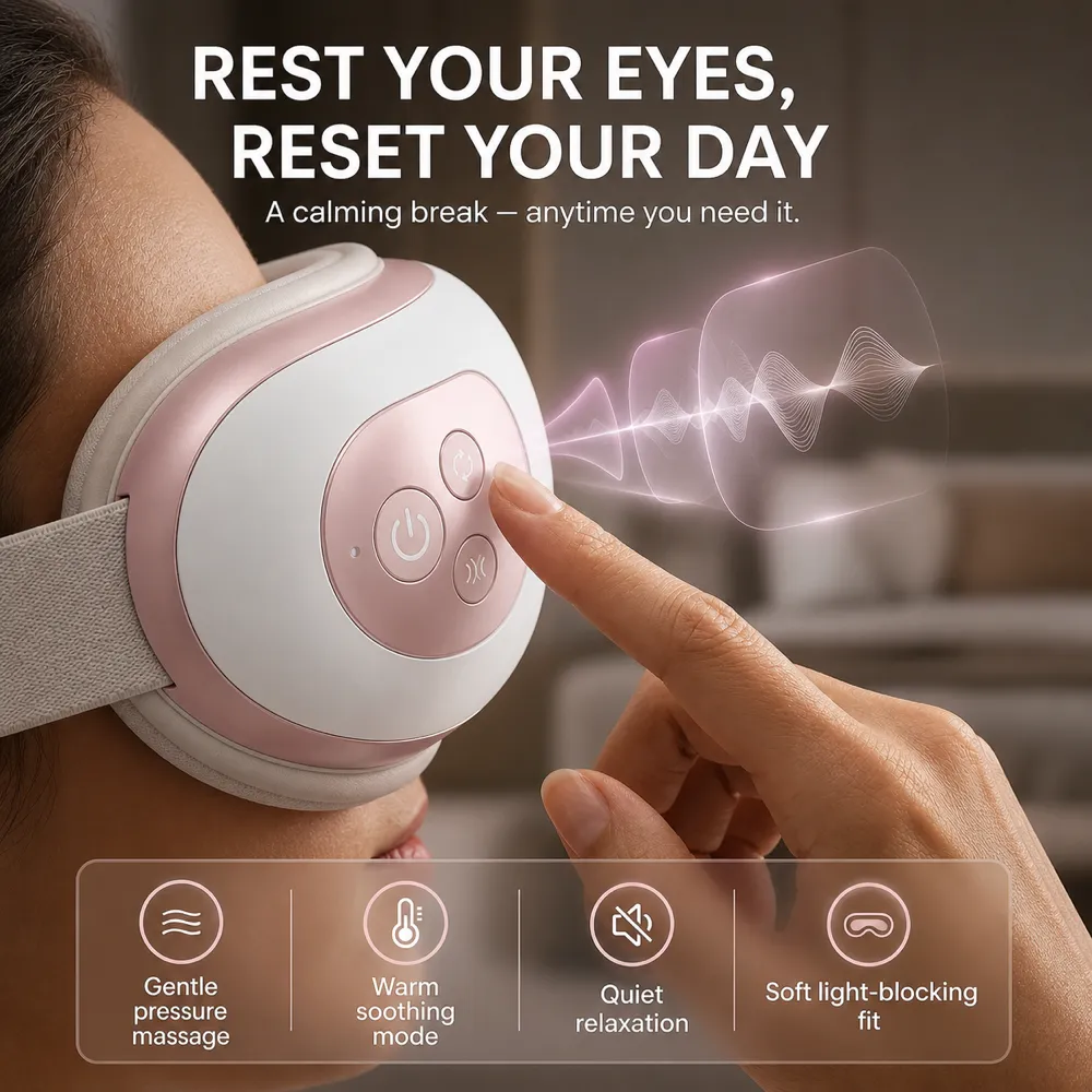 Rest Your Eyes With Soothing Pink Eye Massager｜AI Image Generation Prompts