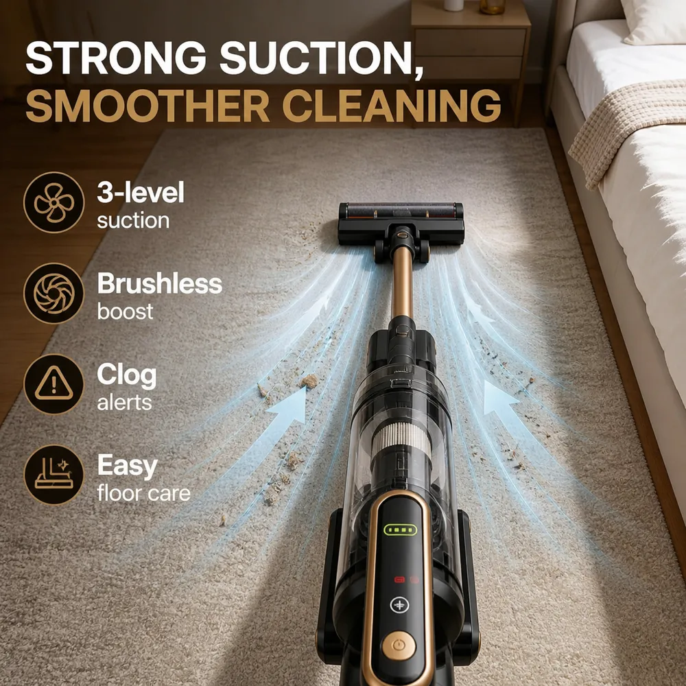 Strong Suction Cordless Stick Vacuum for Carpet Cleaning｜AI Image Generation Prompts