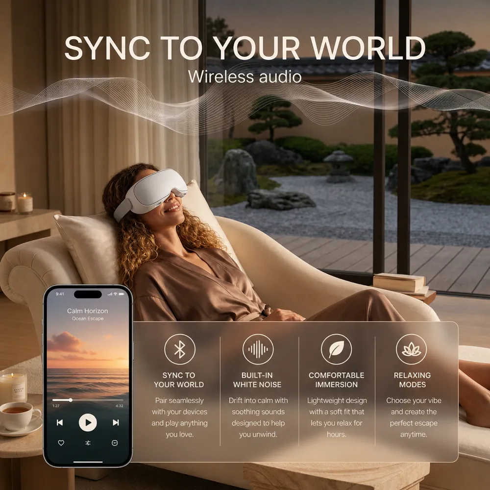 Wireless audio eye massager for relaxation｜AI Image Generation Prompts