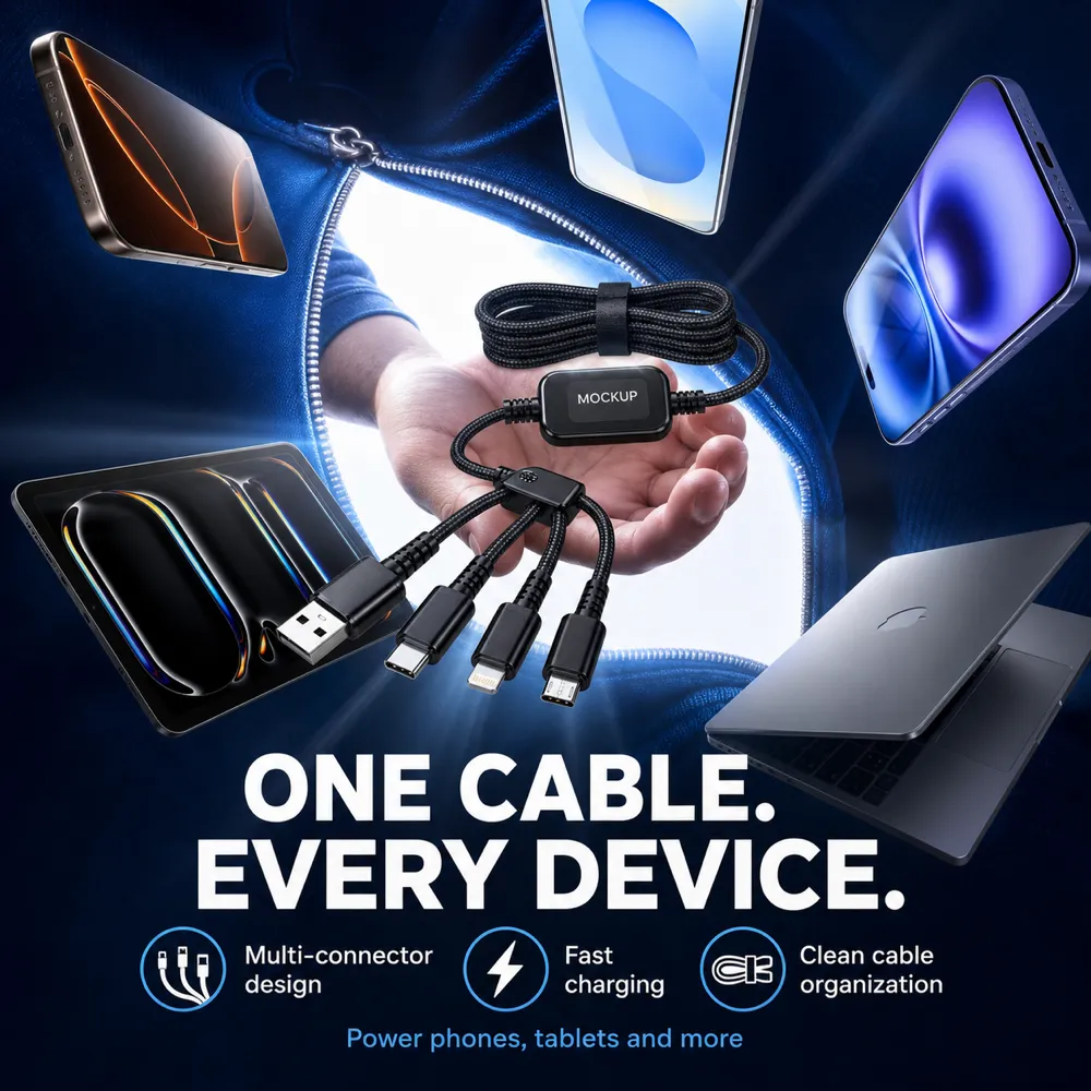 One Cable Every Device Multi-Connector Charging Cable｜AI Image Generation Prompts