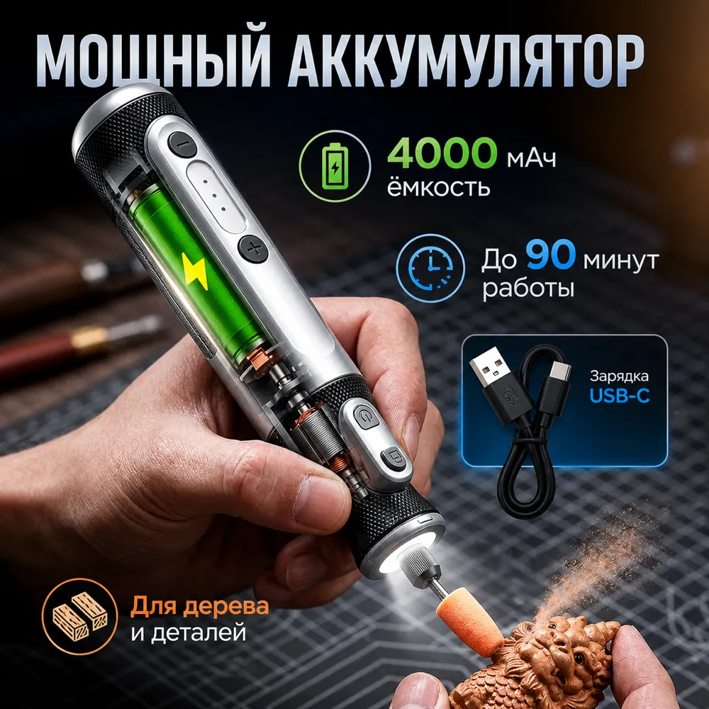 Cordless Rotary Tool for Wood Carving with 4000mAh Battery｜AI Image Generation Prompts
