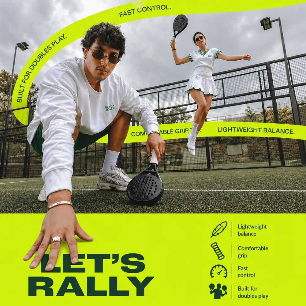 Padel tennis players ready for a doubles rally｜AI Image Generation Prompts