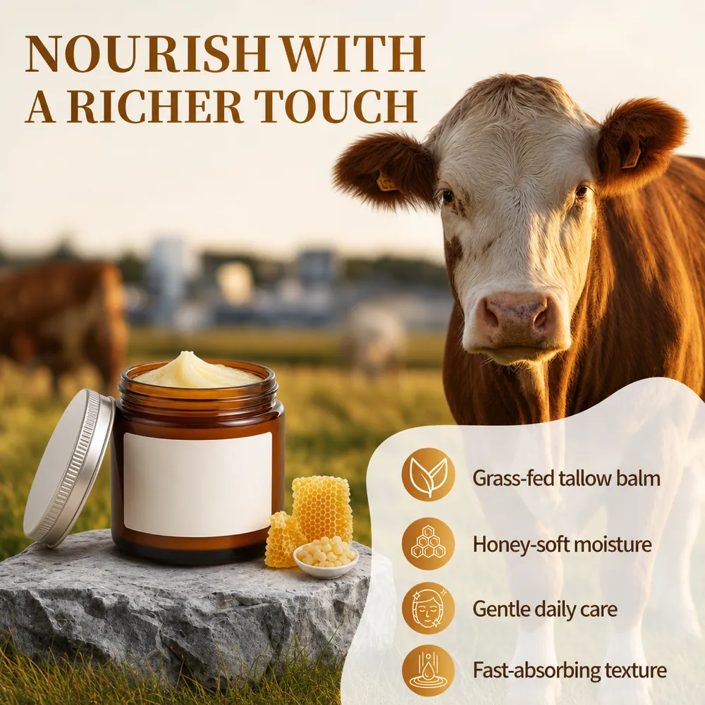 Grass-Fed Tallow Balm with Honey in Pasture｜AI Image Generation Prompts