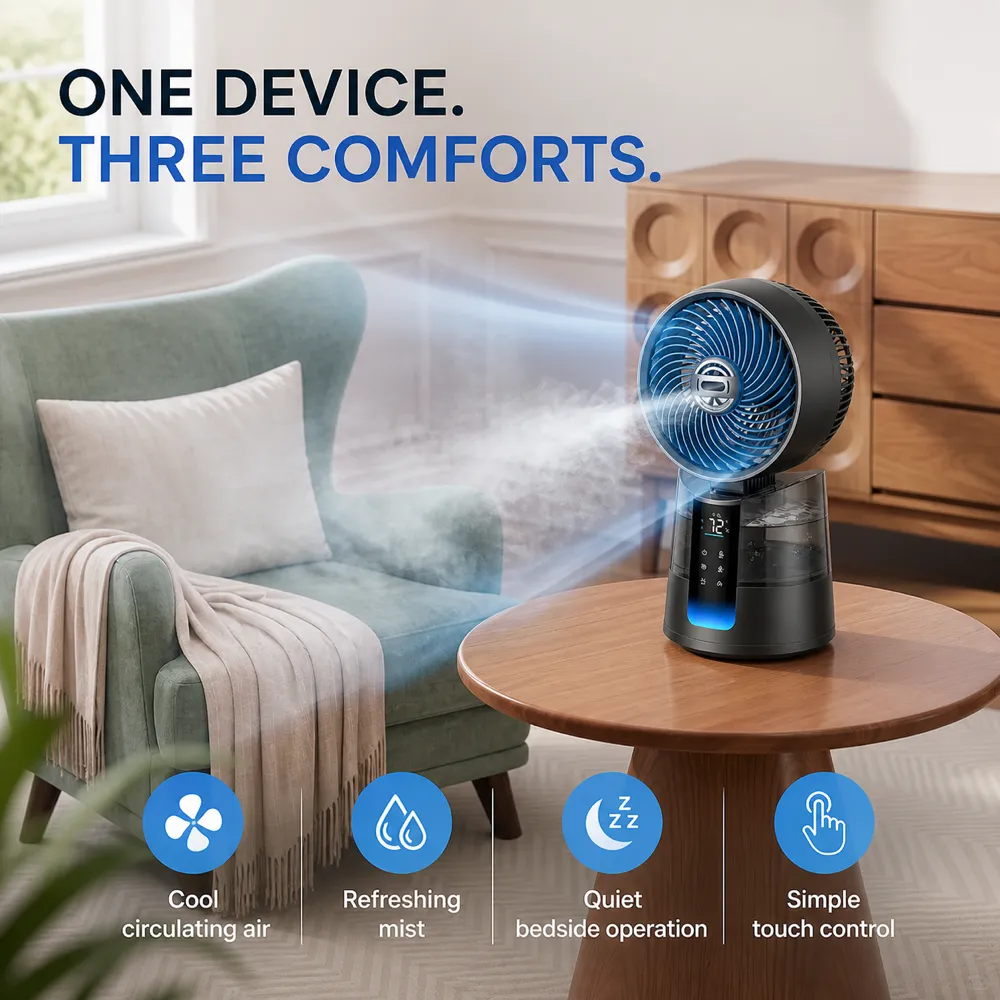 One Device Three Comforts Misting Fan｜AI Image Generation Prompts
