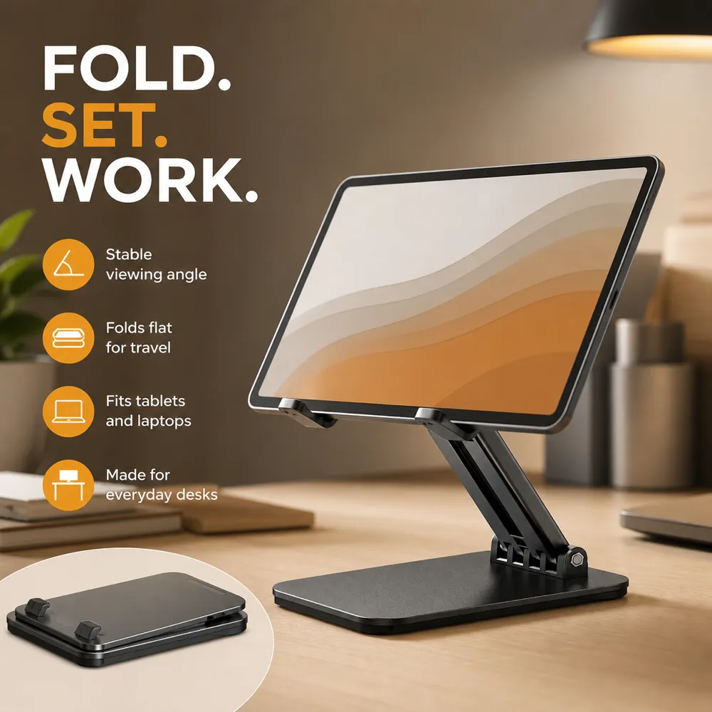 Foldable Tablet and Laptop Stand for Desk｜AI Image Generation Prompts