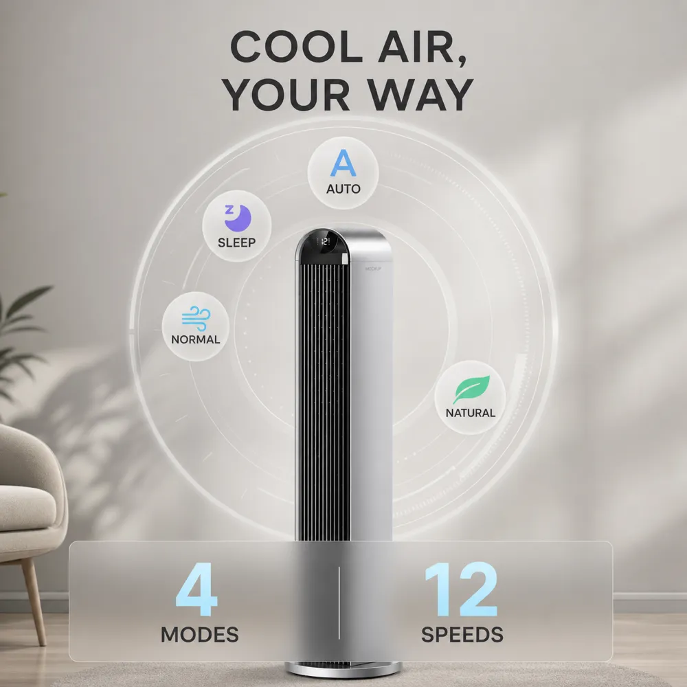 Tower Fan with 4 Modes and 12 Speeds｜AI Image Generation Prompts