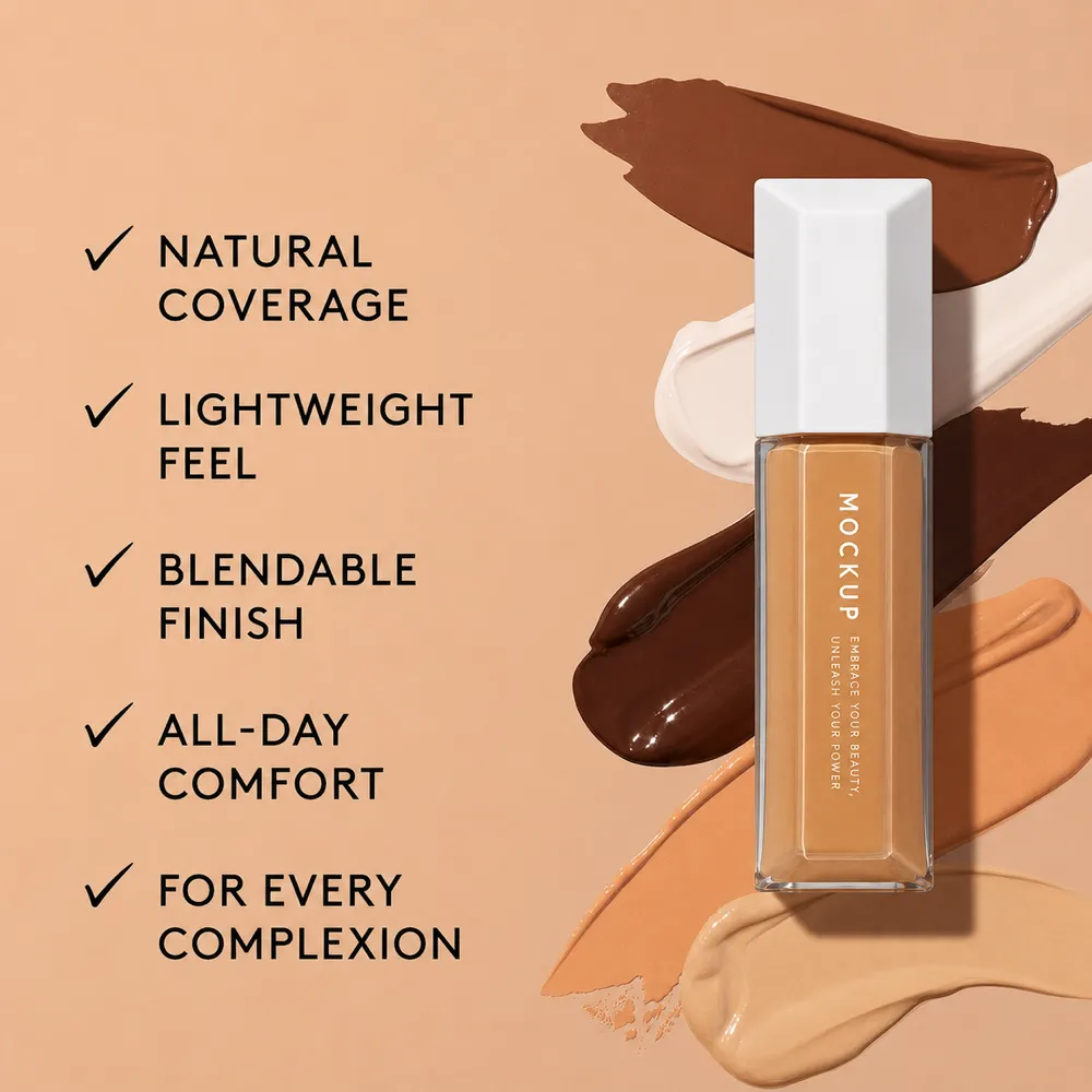 Foundation Bottle Mockup with Color Swatches｜AI Image Generation Prompts