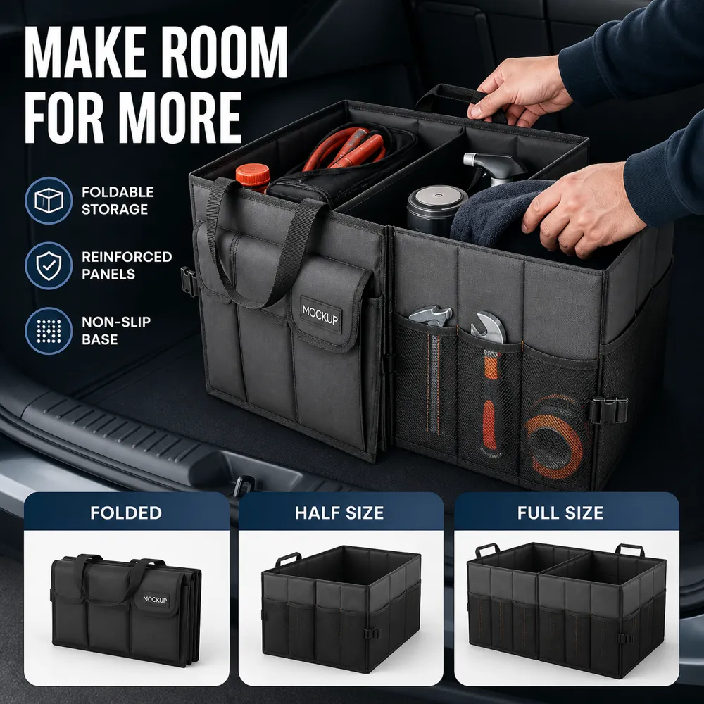 Foldable Car Trunk Organizer Storage Box｜AI Image Generation Prompts