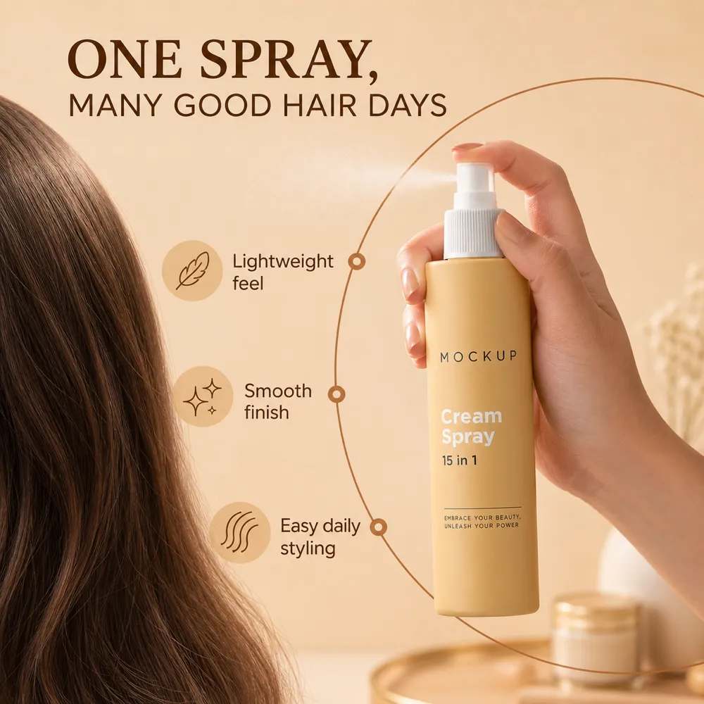 Hair Cream Spray Bottle Mockup Advertisement｜AI Image Generation Prompts