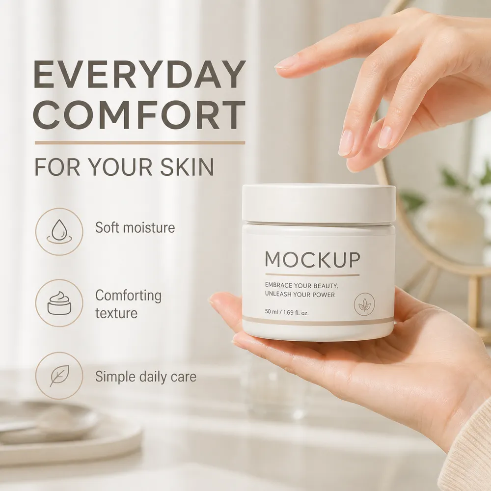 Everyday Comfort Skincare Cream Jar Mockup｜AI Image Generation Prompts