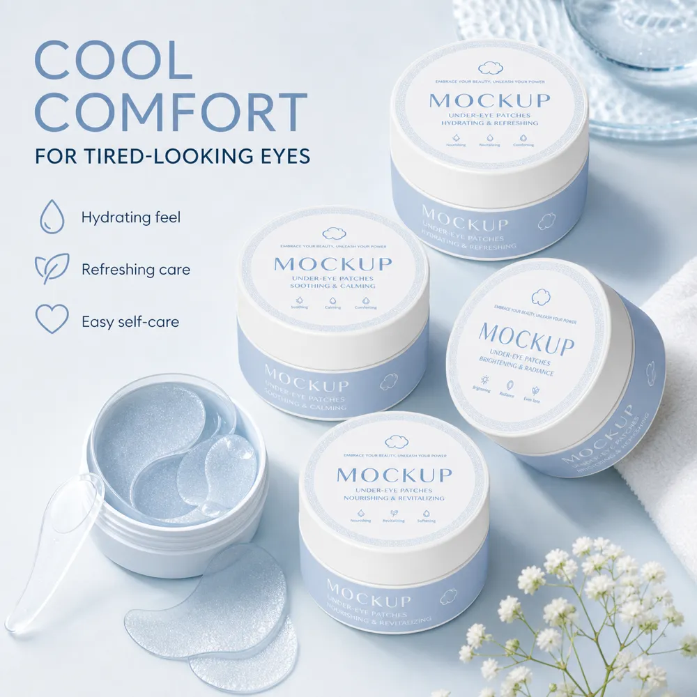 Cool Comfort Under-Eye Patches Mockup Jars｜AI Image Generation Prompts