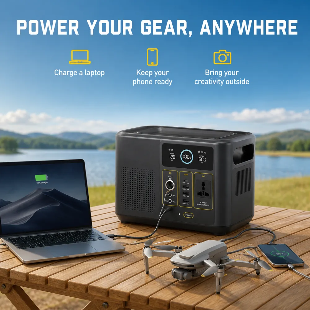 Portable Power Station Charging Laptop and Drone｜AI Image Generation Prompts