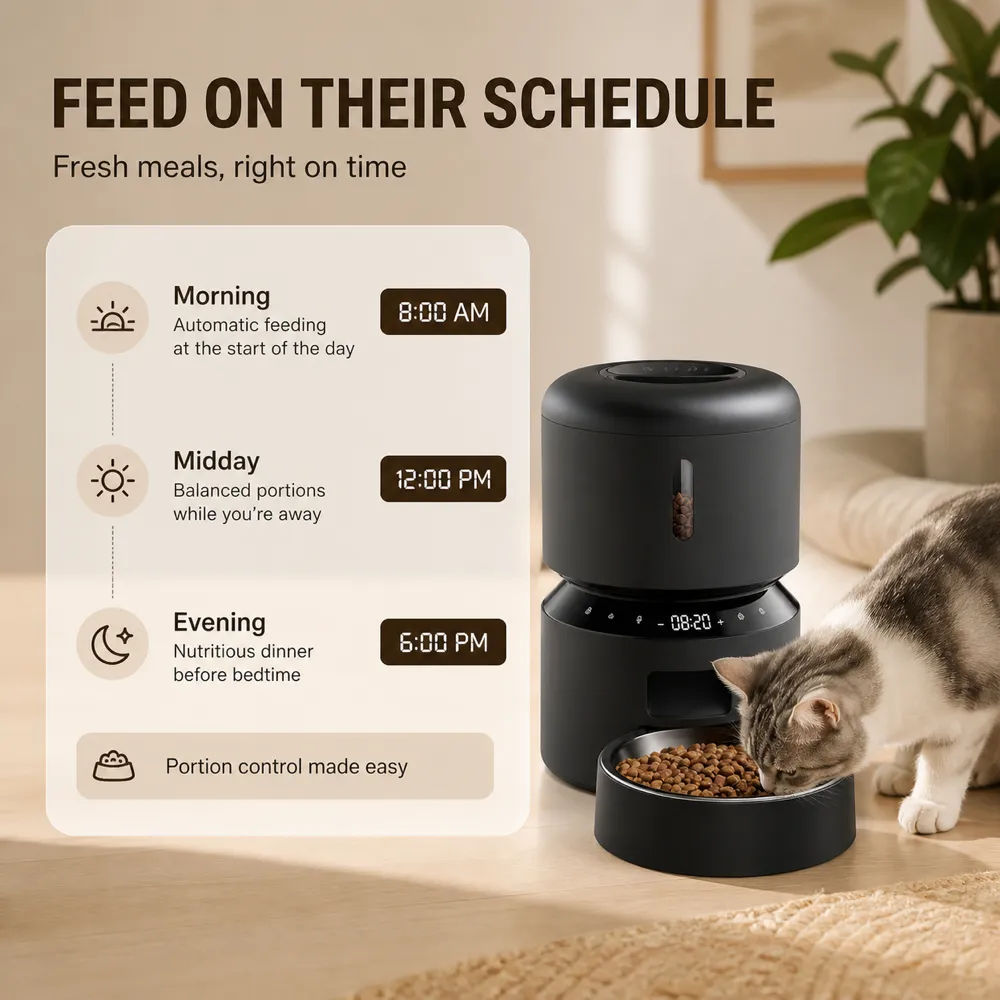 Automatic Pet Feeder with Scheduled Meals for Cats｜AI Image Generation Prompts