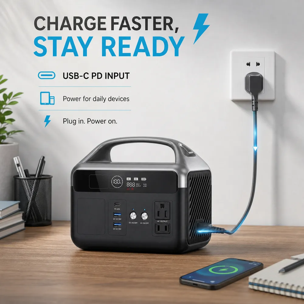 Portable Power Station with USB-C PD Input Charging｜AI Image Generation Prompts