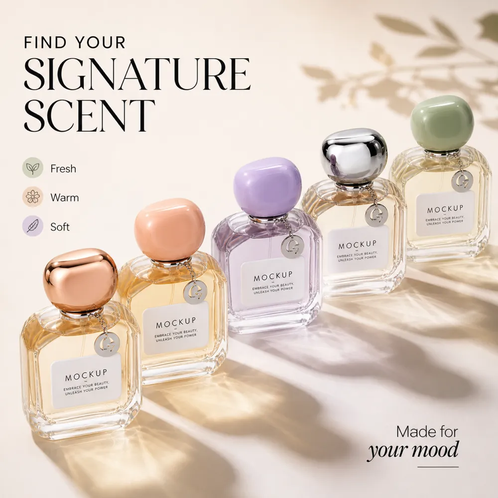 Find Your Signature Scent Perfume Bottles Mockup｜AI Image Generation Prompts