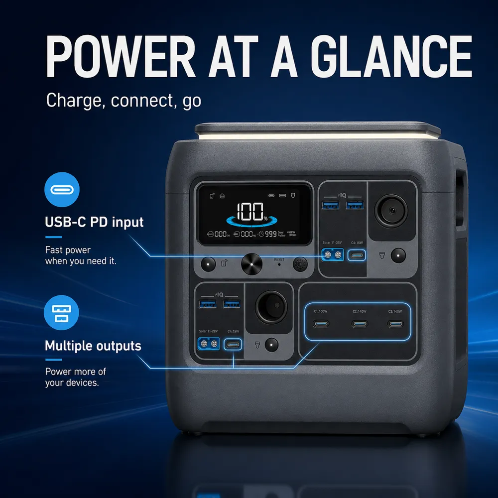 Portable Power Station with USB-C Input and Multiple Outputs｜AI Image Generation Prompts