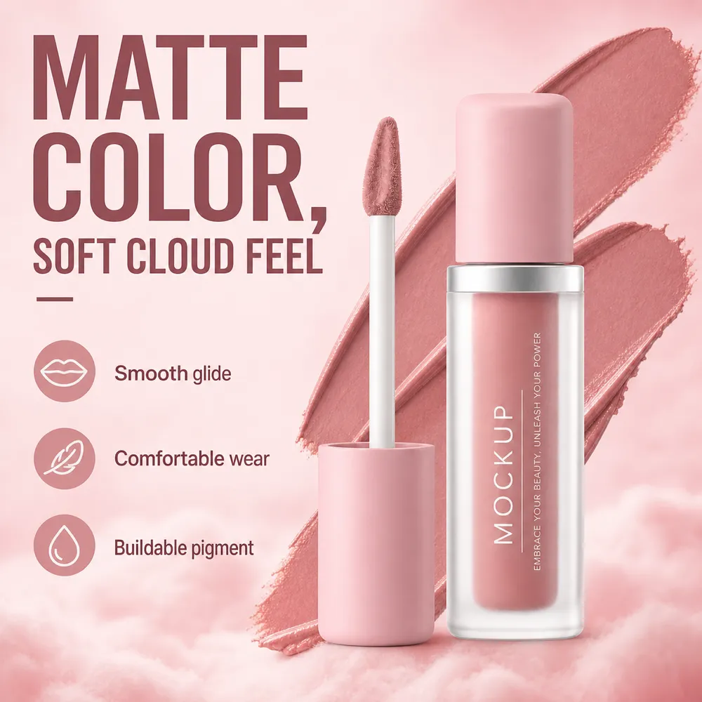 Matte Color Soft Cloud Feel Lipstick Mockup｜AI Image Generation Prompts