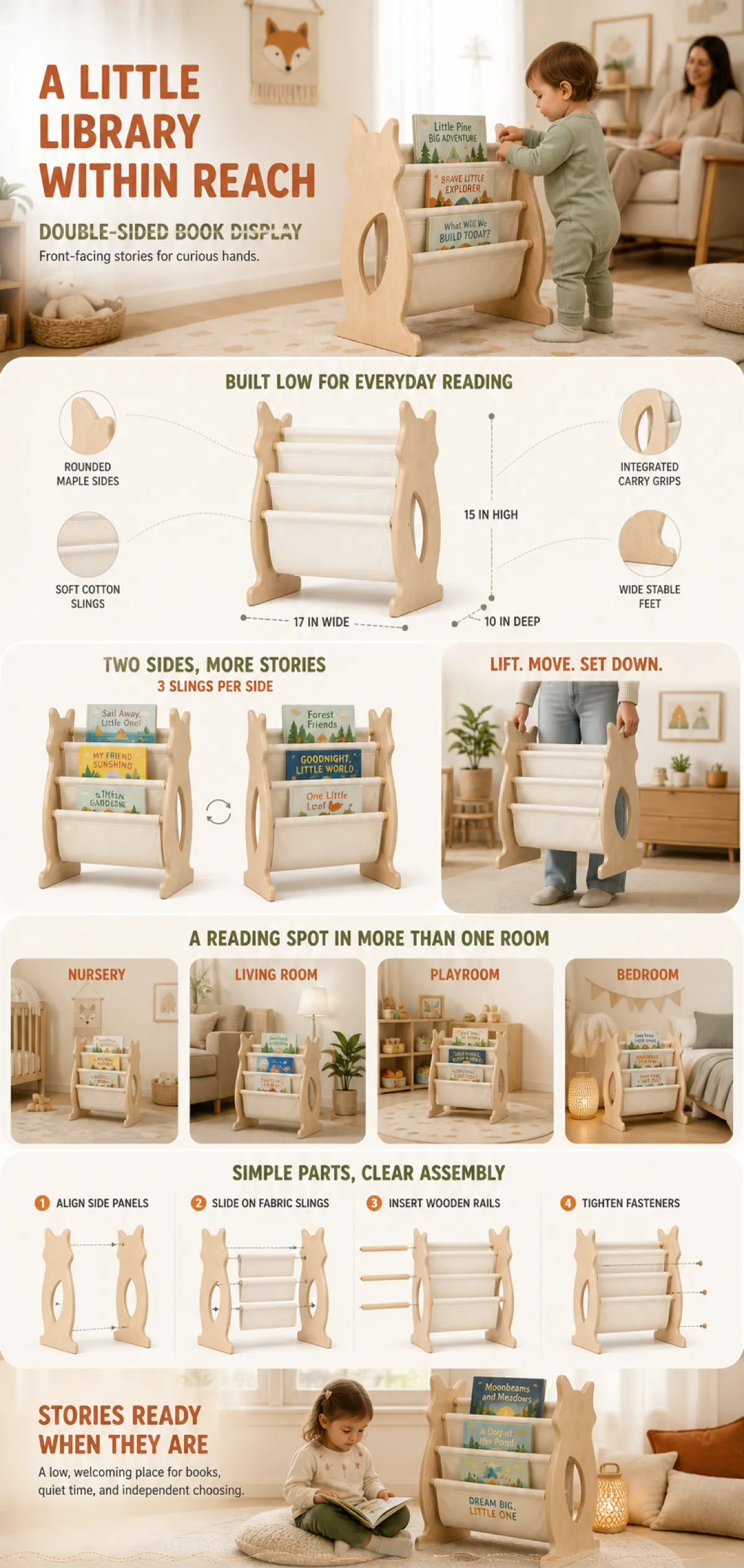 Double-Sided Book Display for Kids with Cotton Slings｜AI Image Generation Prompts
