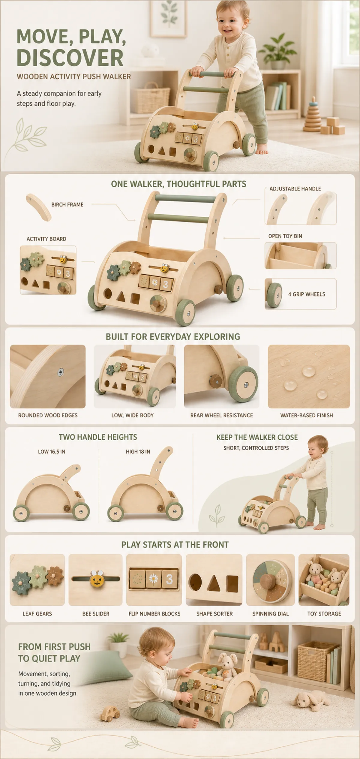 Wooden Activity Push Walker for Toddlers｜AI Image Generation Prompts