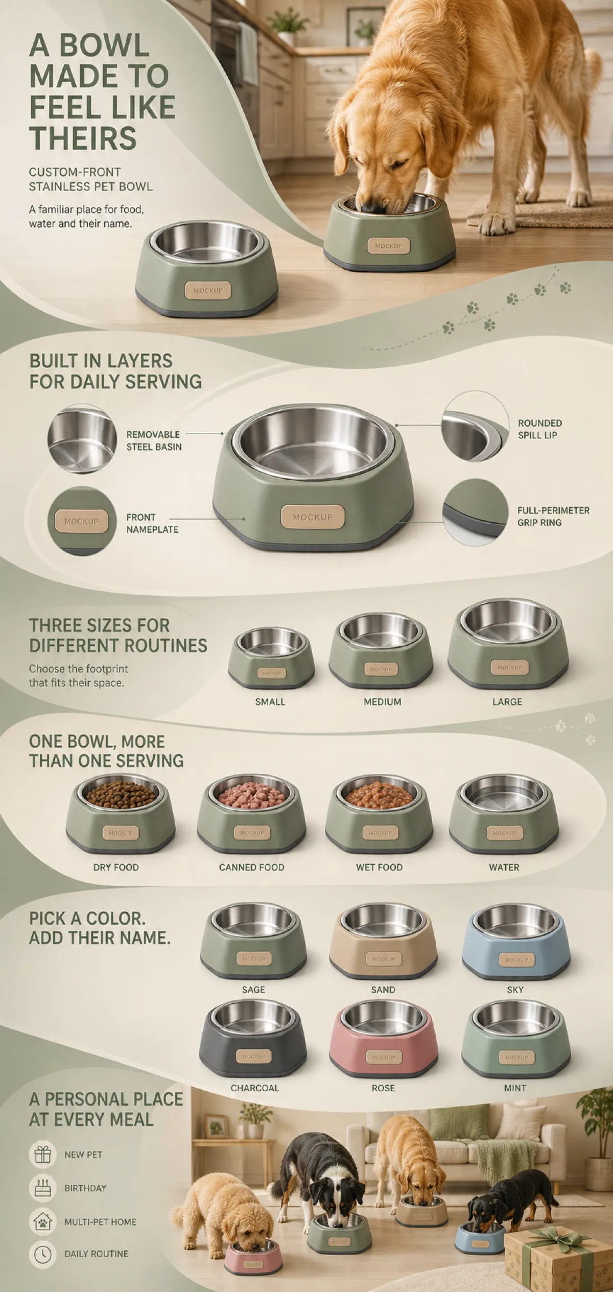 Custom Stainless Steel Pet Bowl with Nameplate｜AI Image Generation Prompts