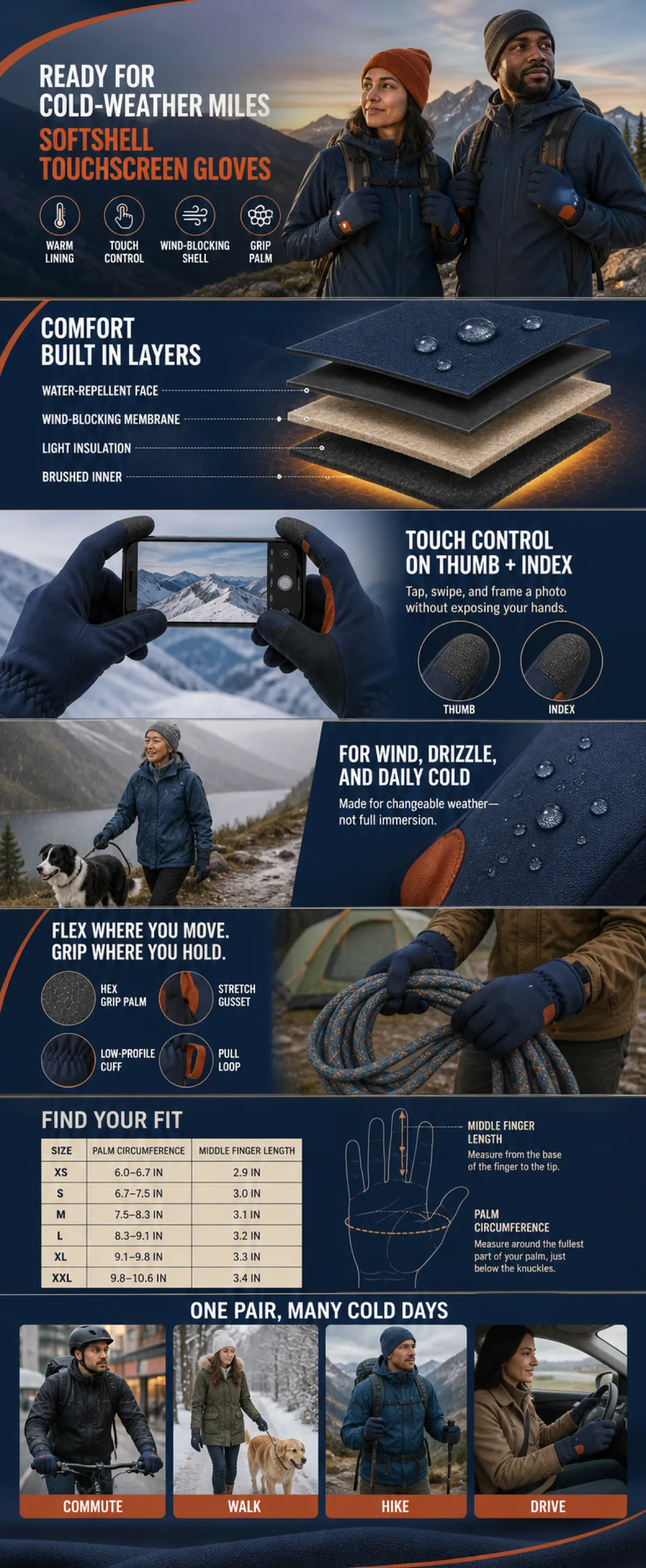 Softshell Touchscreen Gloves for Cold Weather Activities｜AI Image Generation Prompts