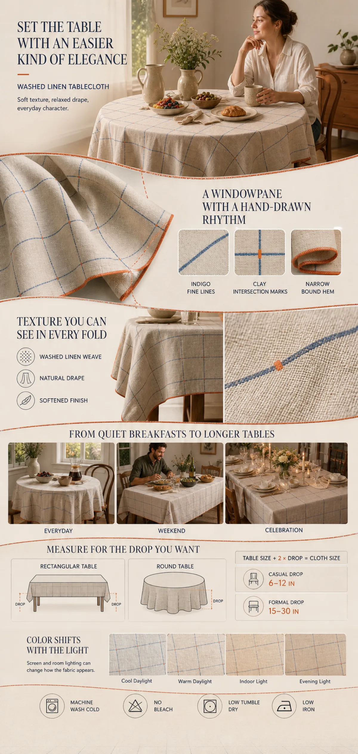 Washed Linen Windowpane Tablecloth Guide｜AI Image Generation Prompts