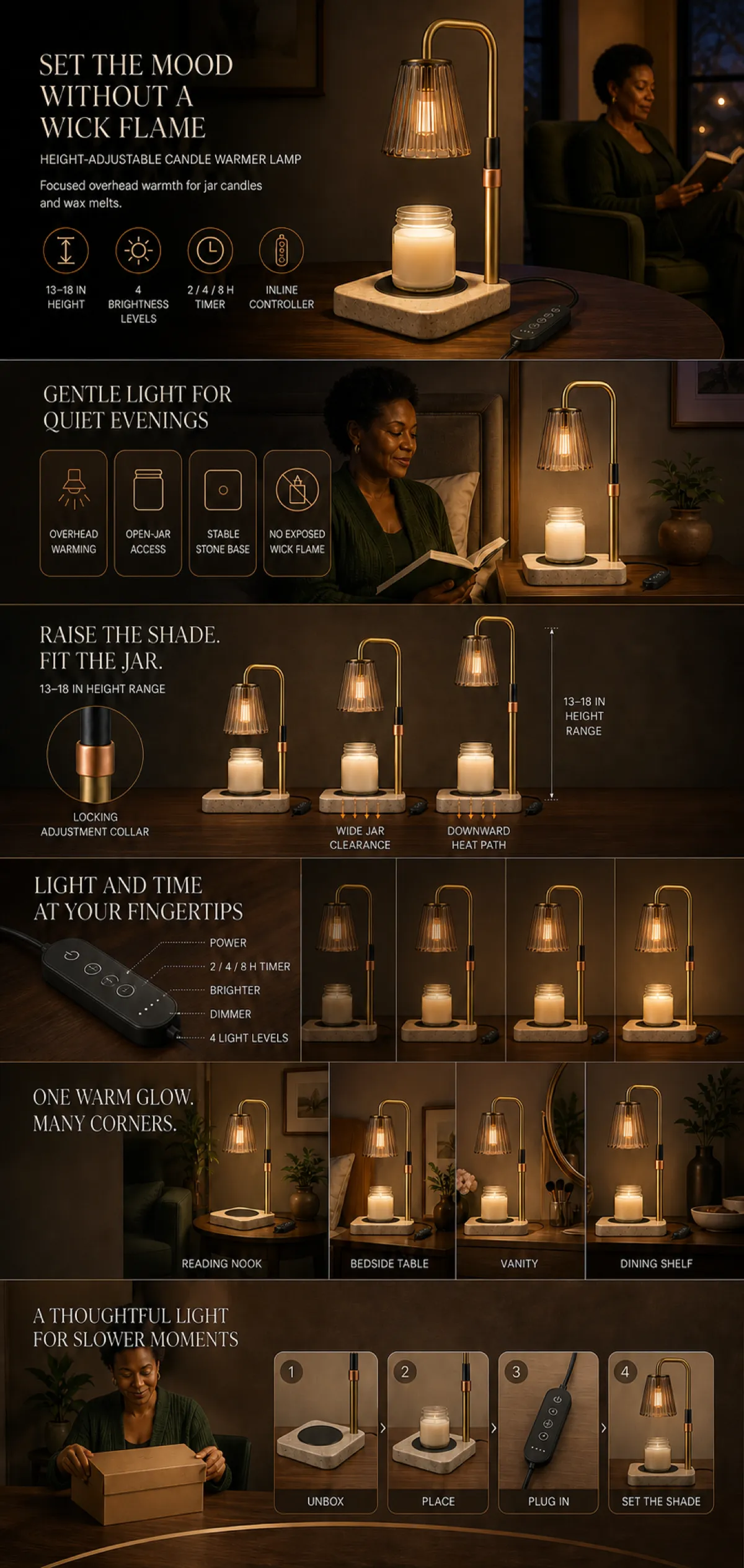 Height-Adjustable Candle Warmer Lamp with Timer｜AI Image Generation Prompts