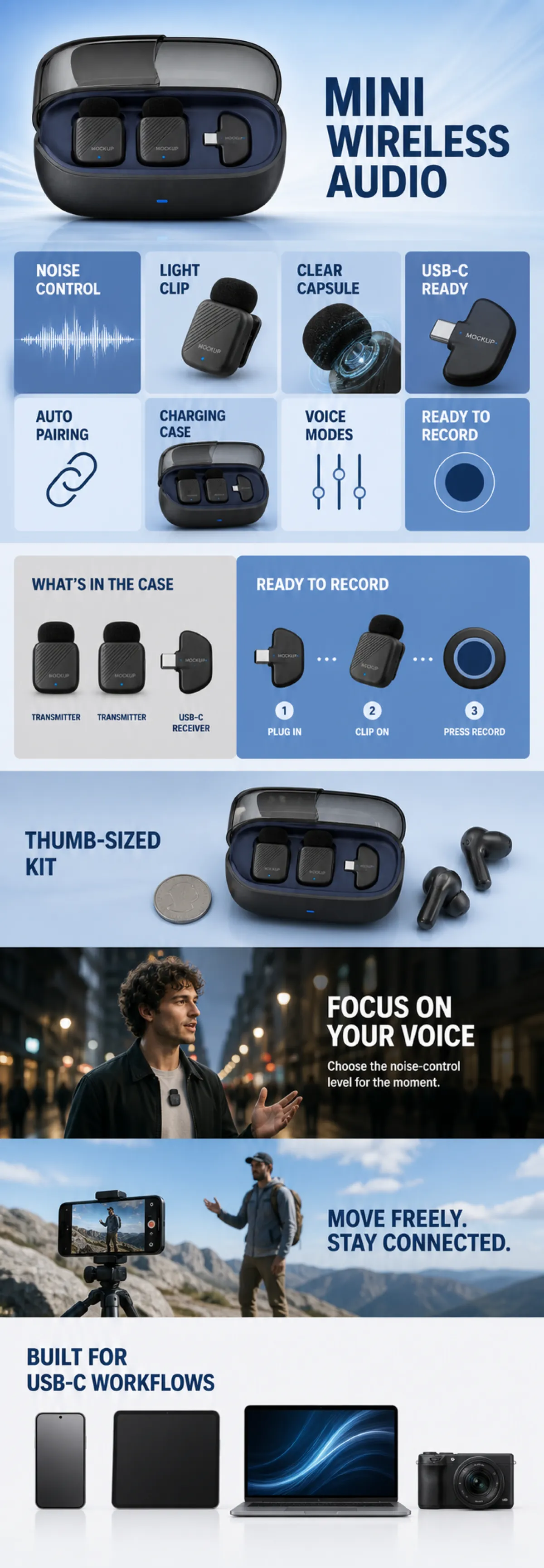 Mini Wireless Audio USB-C Microphone System｜AI Image Generation Prompts