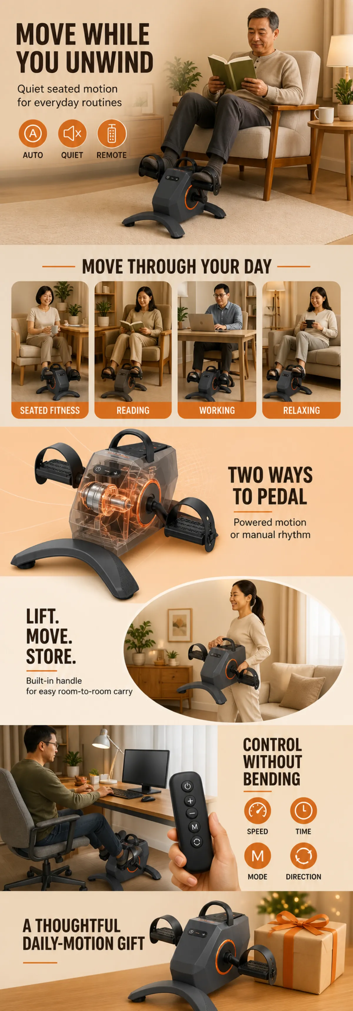 Quiet Seated Pedal Exerciser for Daily Routines｜AI Image Generation Prompts